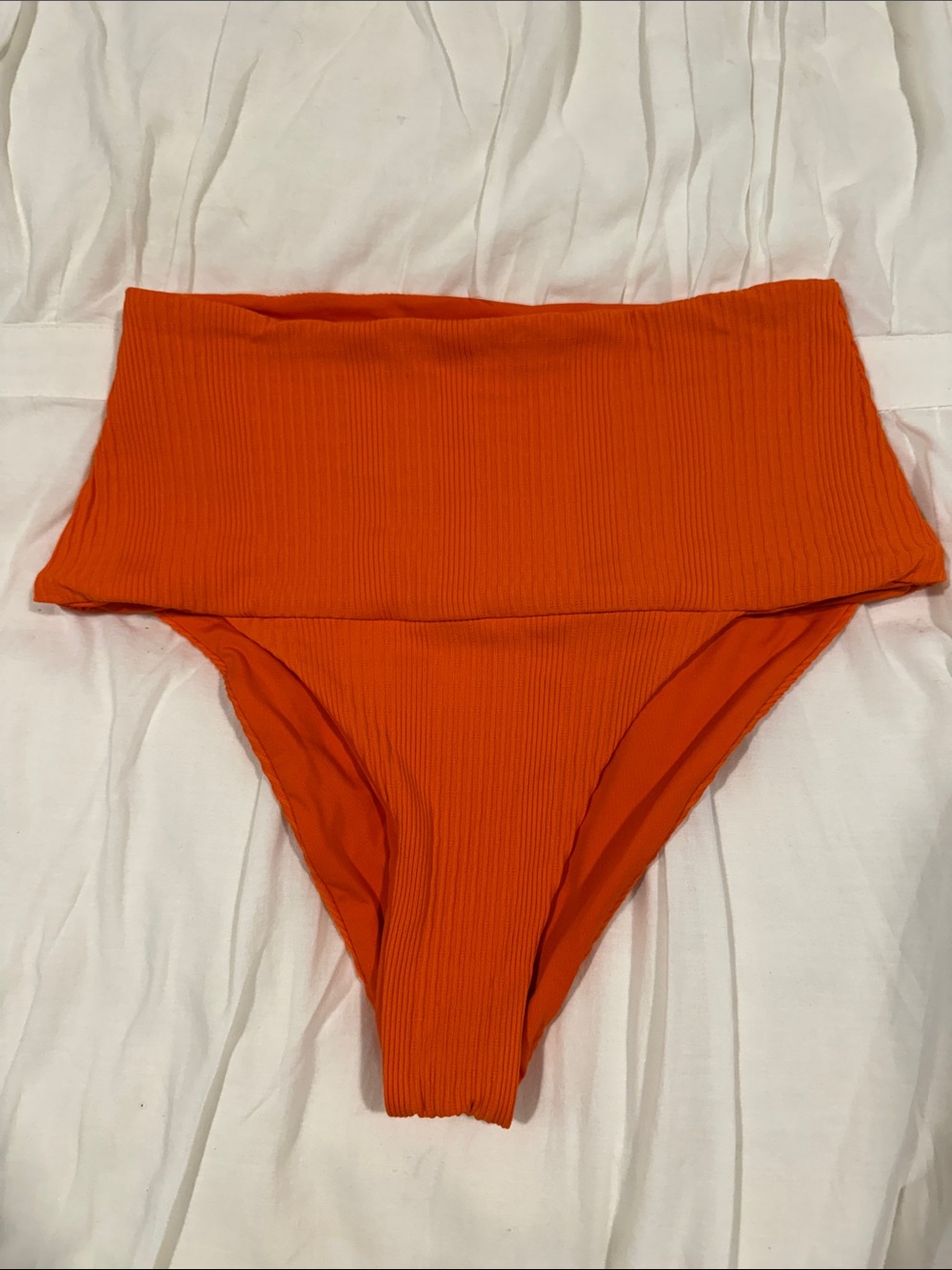 l*space Ribbed High-Waist Bikini Bottoms - Vivid Orange